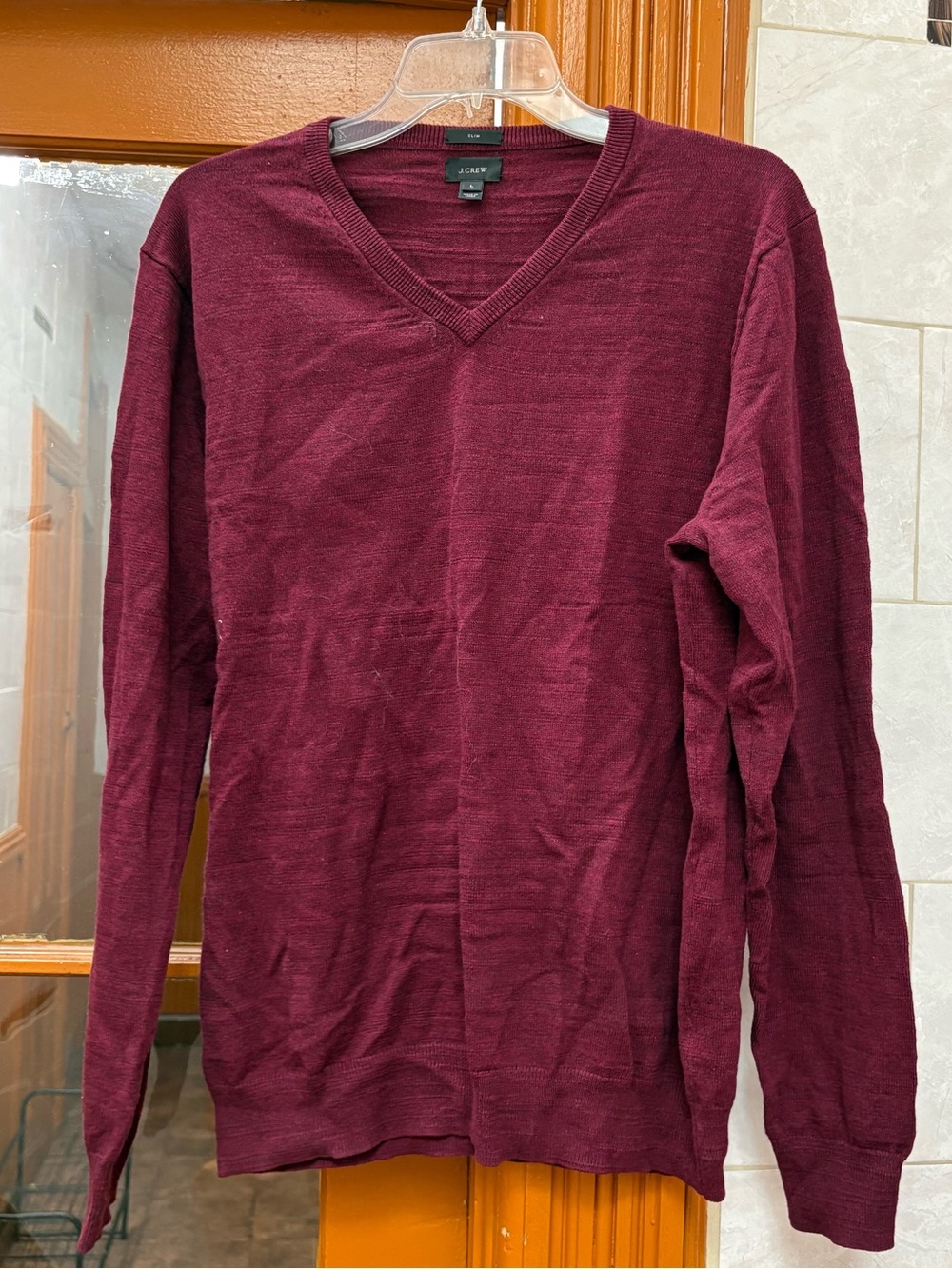 J.Crew Burgundy V-Neck Sweater Large